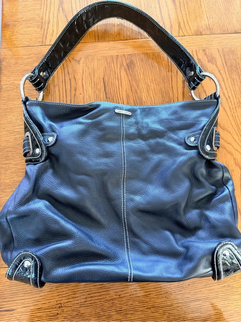 Classic Black Women's Shoulder Bag with Double Front Pockets